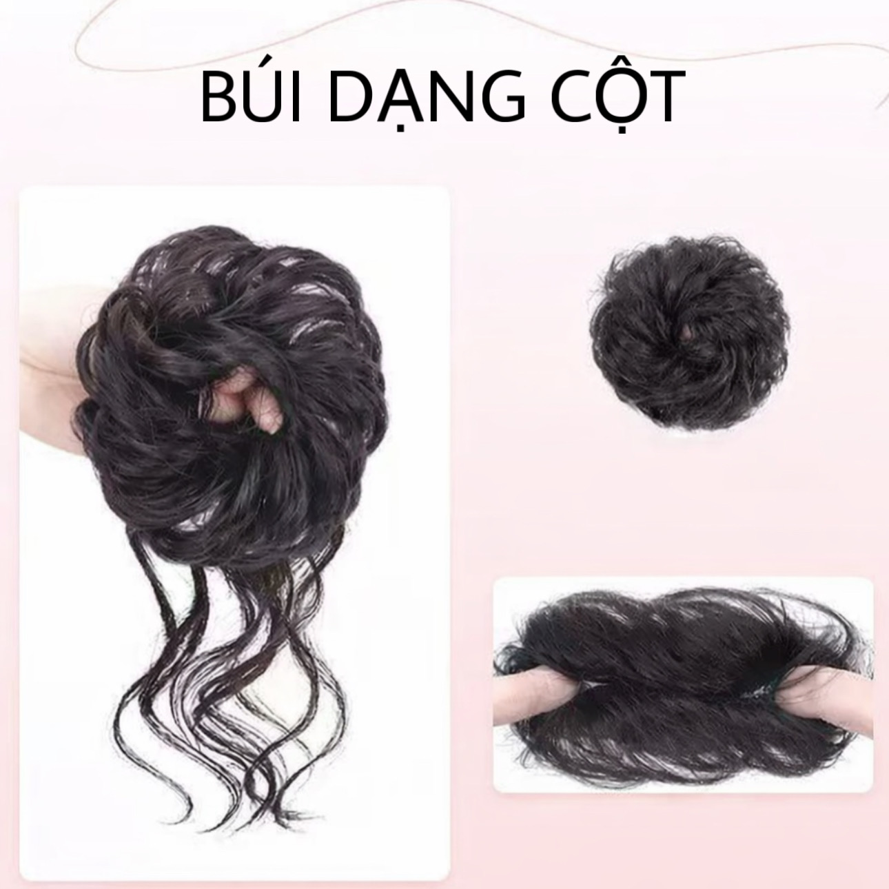 Tóc Giả Búi Xoăn Lơi Dạng Cột Cao Cấp – Búi Tóc Giả Tơ Mềm Tự Nhiên, Dễ Dùng, Gọn Nhẹ, 4 Màu Hot