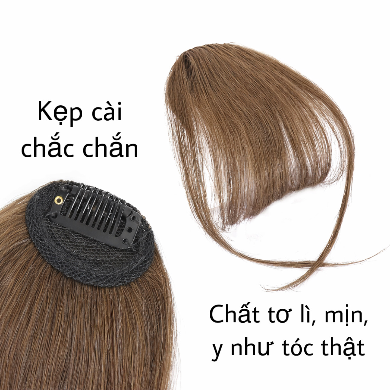Tóc Giả Mái Thưa Có Mai Cao Cấp Kẹp Đỉnh – Mái Tự Nhiên, Tơ Mềm Như Thật, Dễ Tạo Kiểu