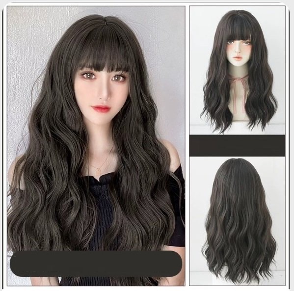 Tóc Giả Nguyên Đầu Sóng Xù Dài Có Da Đầu Mái Thưa Tóc Bộ Lưới Hoa Cao Cấp Mềm Mịn Như Tóc Thật