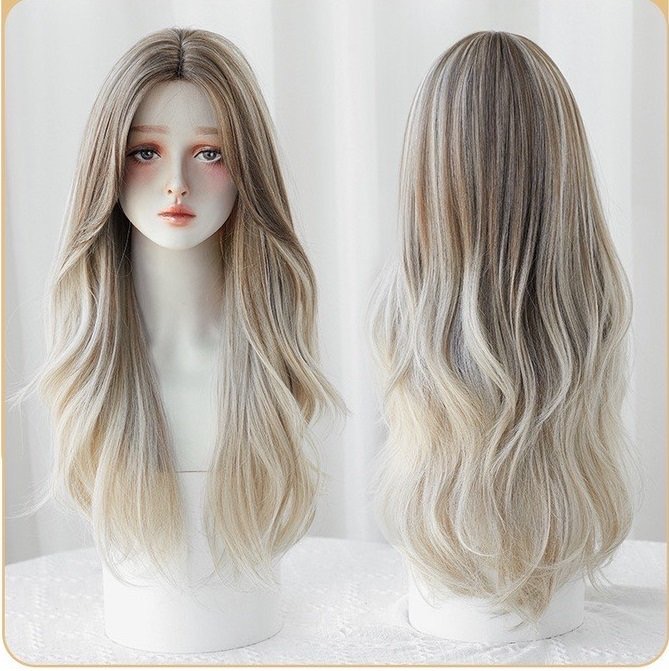 Tóc Giả Nguyên Đầu Ombre Nâu Có Da Đầu Tự Nhiên Tóc Bộ Lưới Hoa Cao Cấp Không Mái Như Tóc Thật