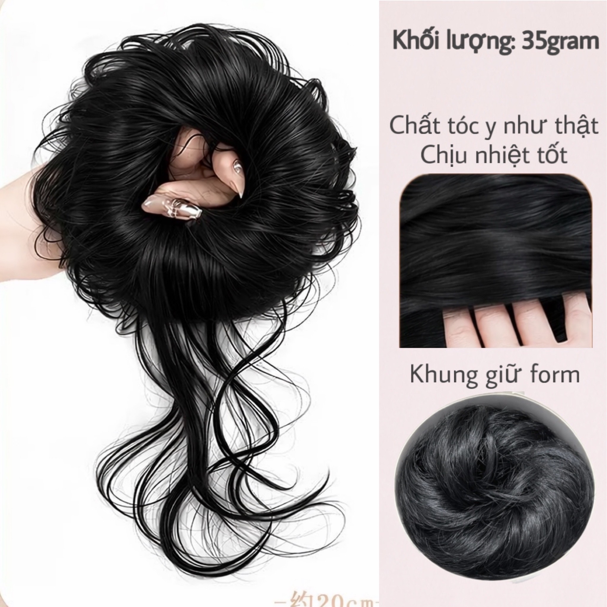 Tóc Giả Búi Xoăn Lơi Dạng Cột Cao Cấp – Búi Tóc Giả Tơ Mềm Tự Nhiên, Dễ Dùng, Gọn Nhẹ, 4 Màu Hot
