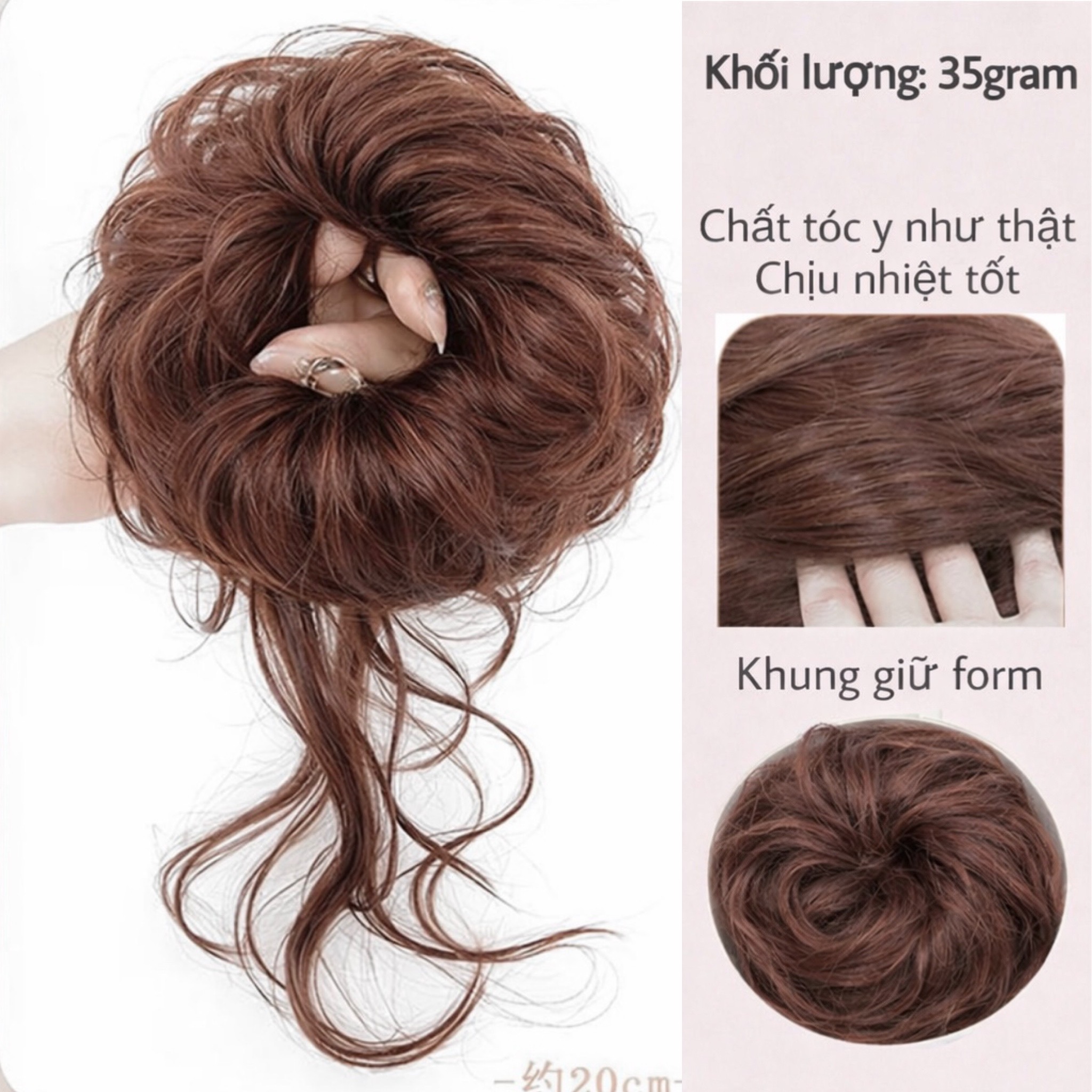 Tóc Giả Búi Xoăn Lơi Dạng Cột Cao Cấp – Búi Tóc Giả Tơ Mềm Tự Nhiên, Dễ Dùng, Gọn Nhẹ, 4 Màu Hot