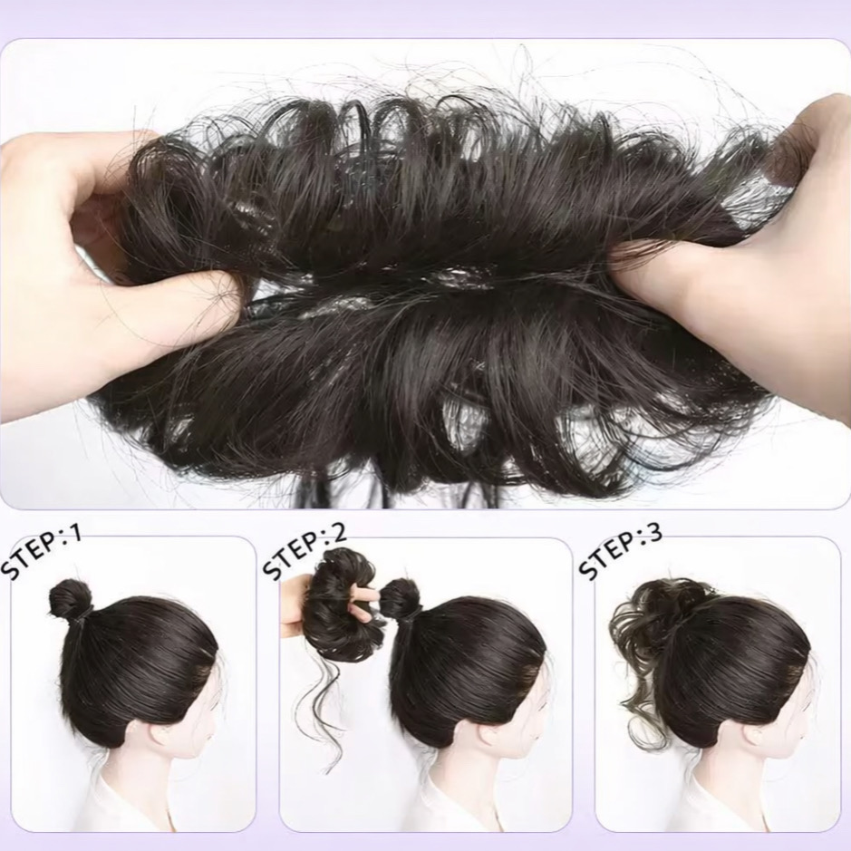 Tóc Giả Búi Xoăn Lơi Dạng Cột Cao Cấp – Búi Tóc Giả Tơ Mềm Tự Nhiên, Dễ Dùng, Gọn Nhẹ, 4 Màu Hot