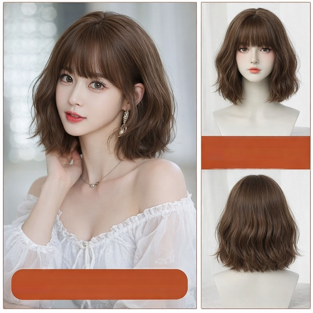 Tóc Giả Nguyên Đầu Sóng Xù Ngắn Vic Xù Có Da Đầu Mái Thưa Tóc Bộ Lưới Hoa Cao Cấp Mềm Mịn Tự Nhiên Như Tóc Thật