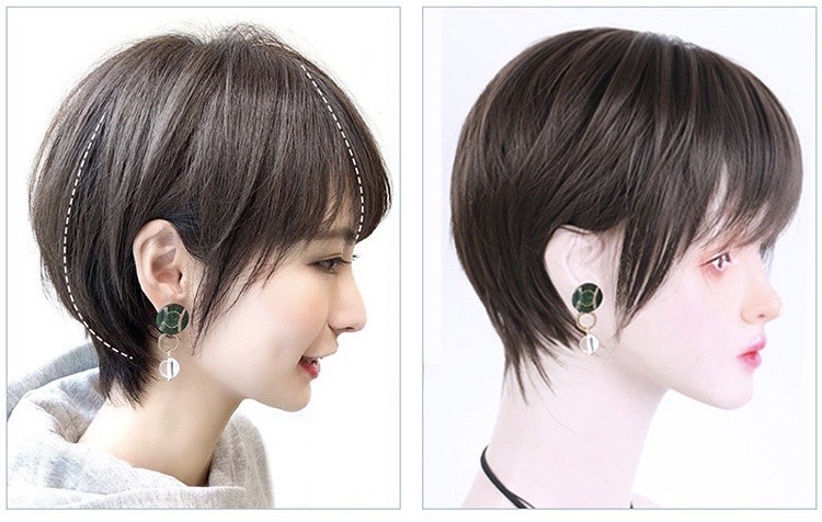 Tóc Giả Nguyên Đầu Tomboy Tém Ngắn Có Da Đầu Tóc Bộ Lưới Hoa Cao Cấp Mềm Mượt Tự Nhiên Như Tóc Thật