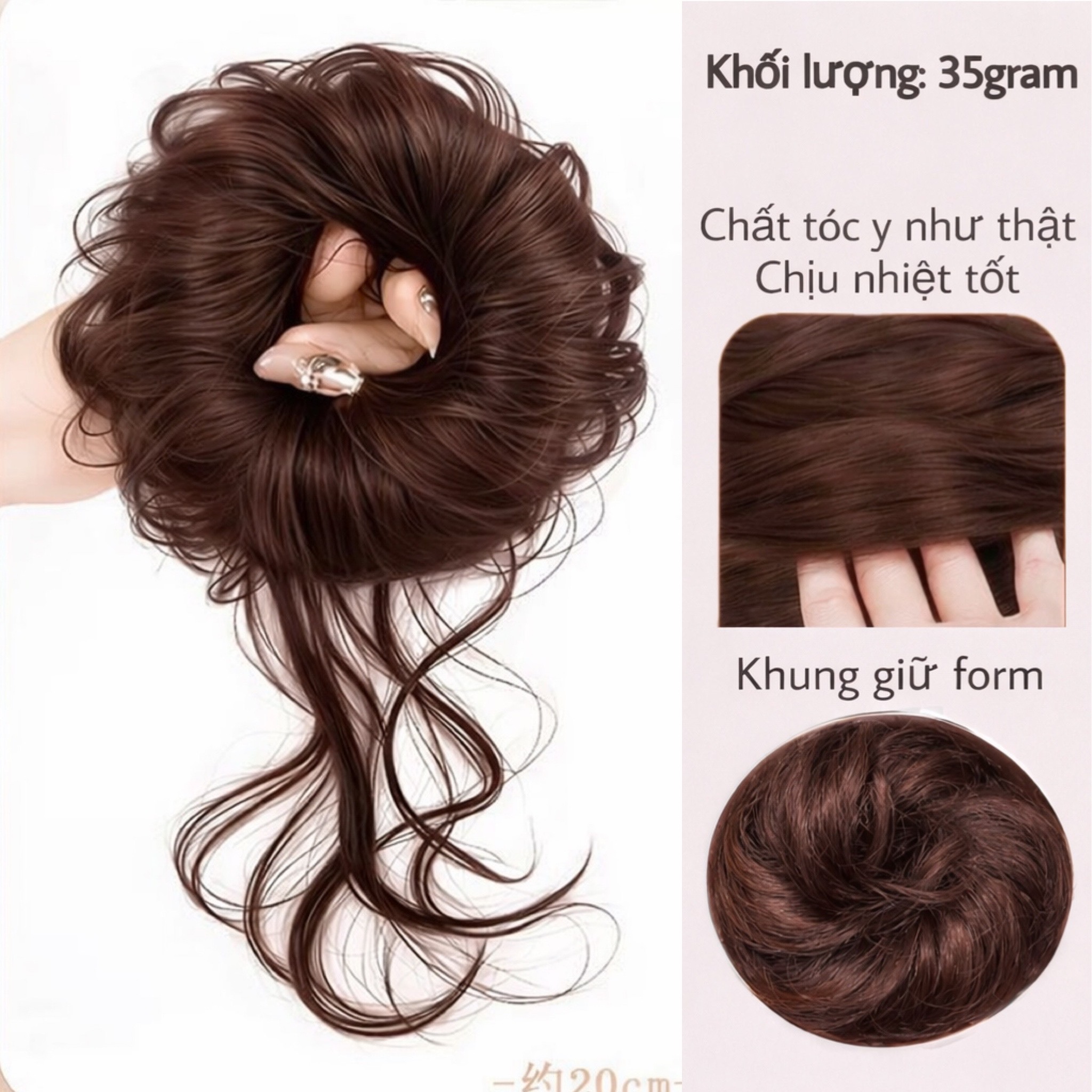 Tóc Giả Búi Xoăn Lơi Dạng Cột Cao Cấp – Búi Tóc Giả Tơ Mềm Tự Nhiên, Dễ Dùng, Gọn Nhẹ, 4 Màu Hot