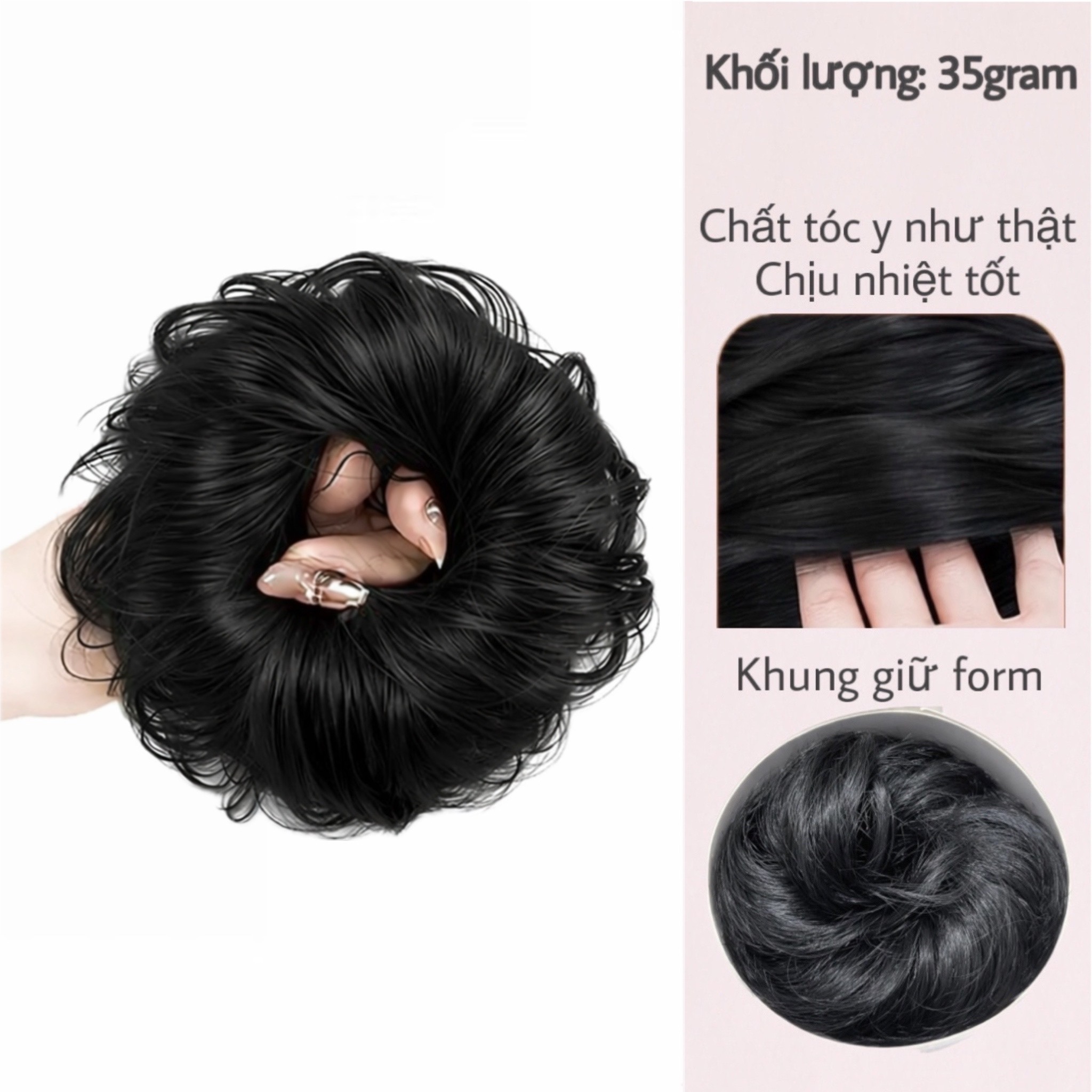 Tóc Giả Búi Xoăn Dạng Cột Cao Cấp – Búi Tóc Giả Tơ Mềm Tự Nhiên, Dễ Dùng, Gọn Nhẹ, 4 Màu Hot