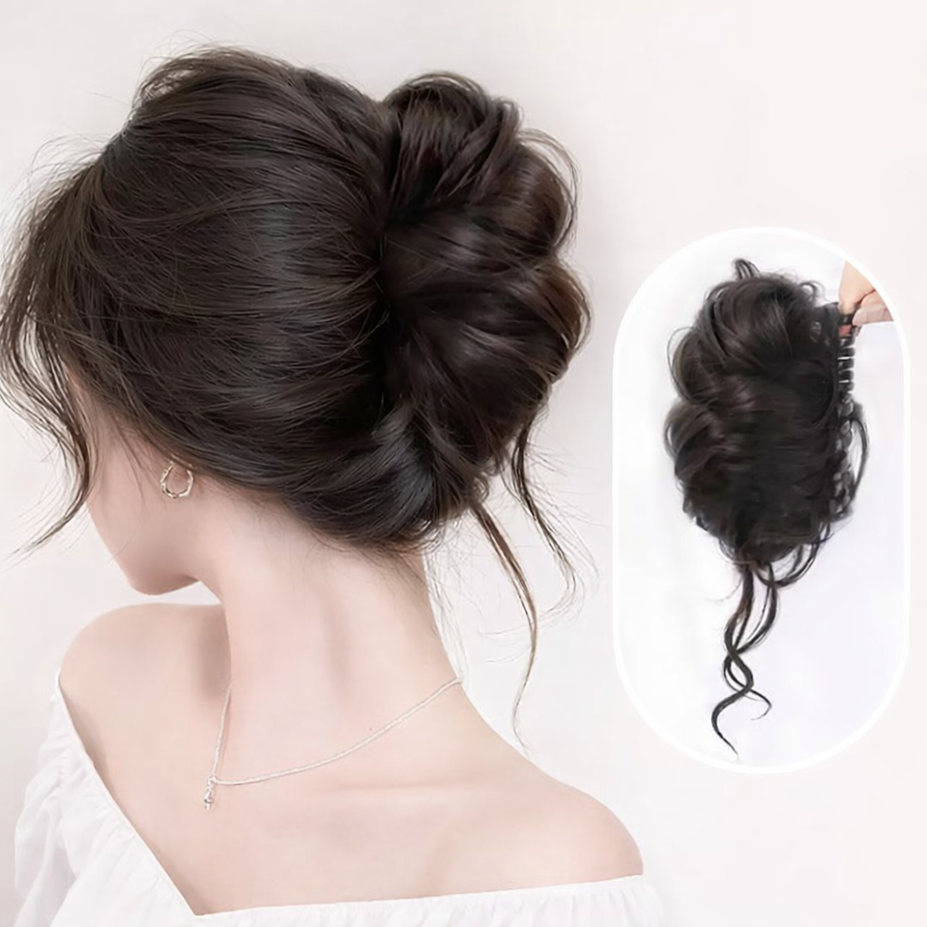 Tóc Giả Búi Ngoạm Lơi Xoăn Nhẹ – Kẹp Càng Cua Tiện Lợi, Tóc Tơ Cao Cấp Tự Nhiên, Tạo Kiểu Nhanh 1 Phút