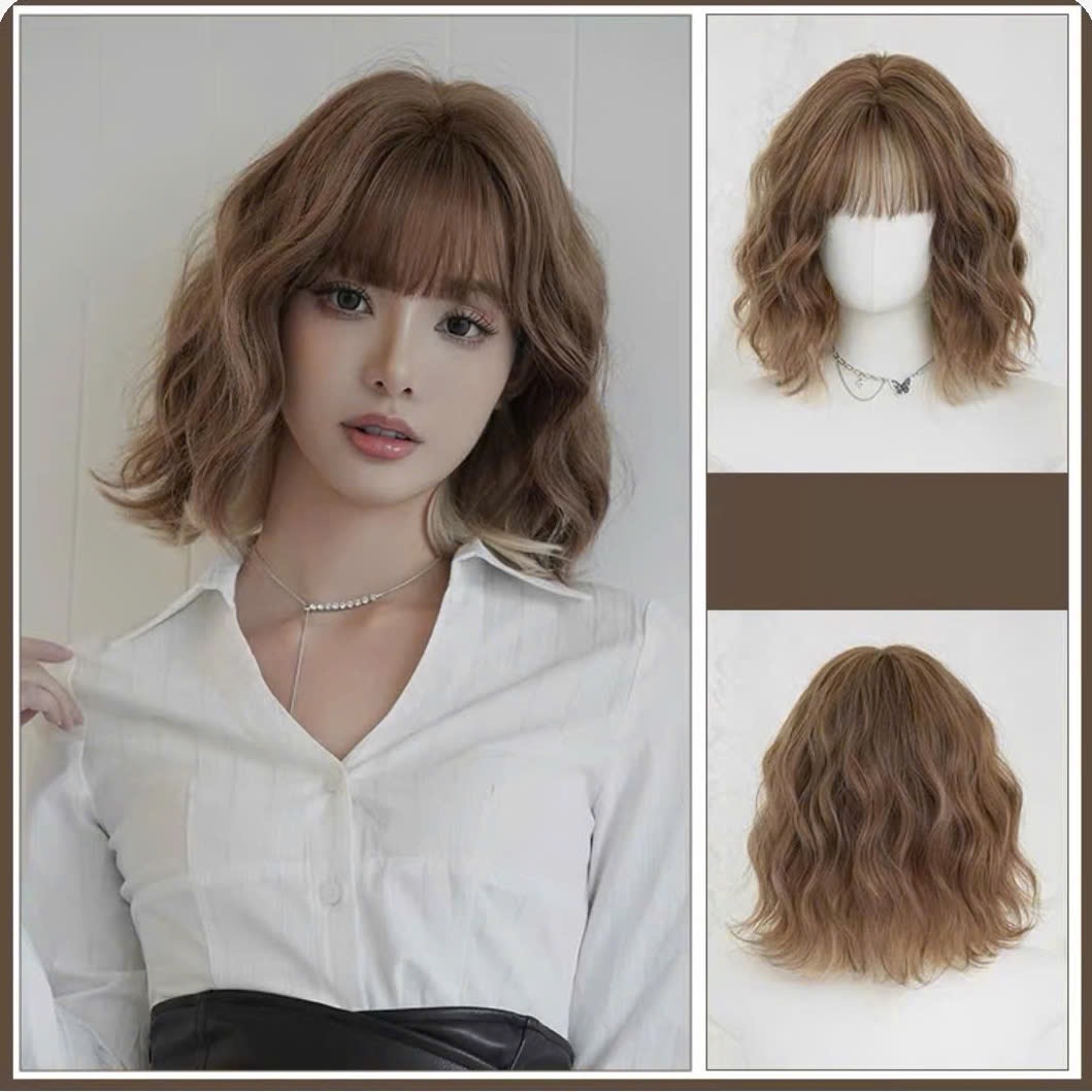 Tóc Giả Nguyên Đầu Sóng Xù Ngắn Vic Xù Có Da Đầu Mái Thưa Tóc Bộ Lưới Hoa Cao Cấp Mềm Mịn Tự Nhiên Như Tóc Thật
