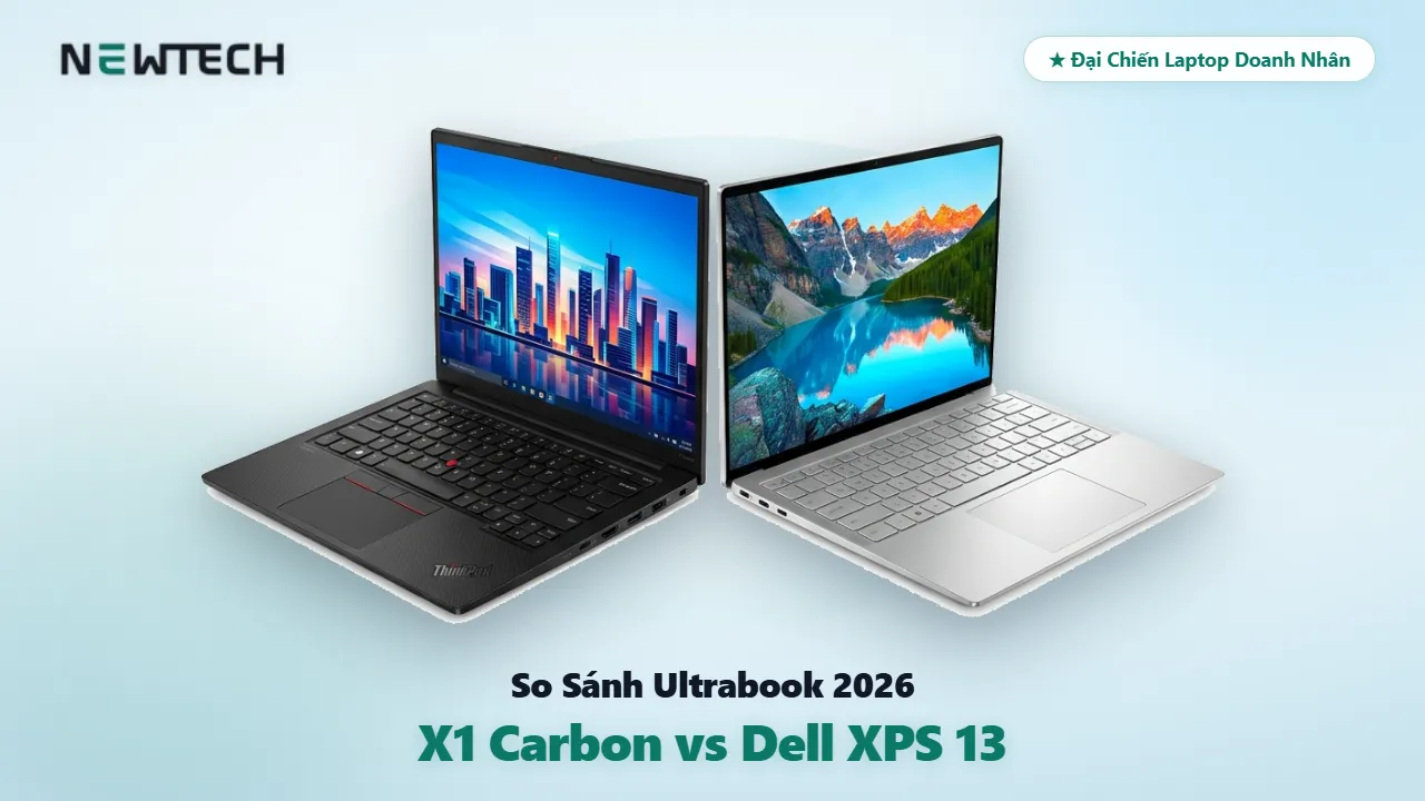 So sánh ThinkPad X1 Carbon Gen 12 13 vs Dell XPS 13 9340 9350 đại chiến ultrabook doanh nhân NewTechshop