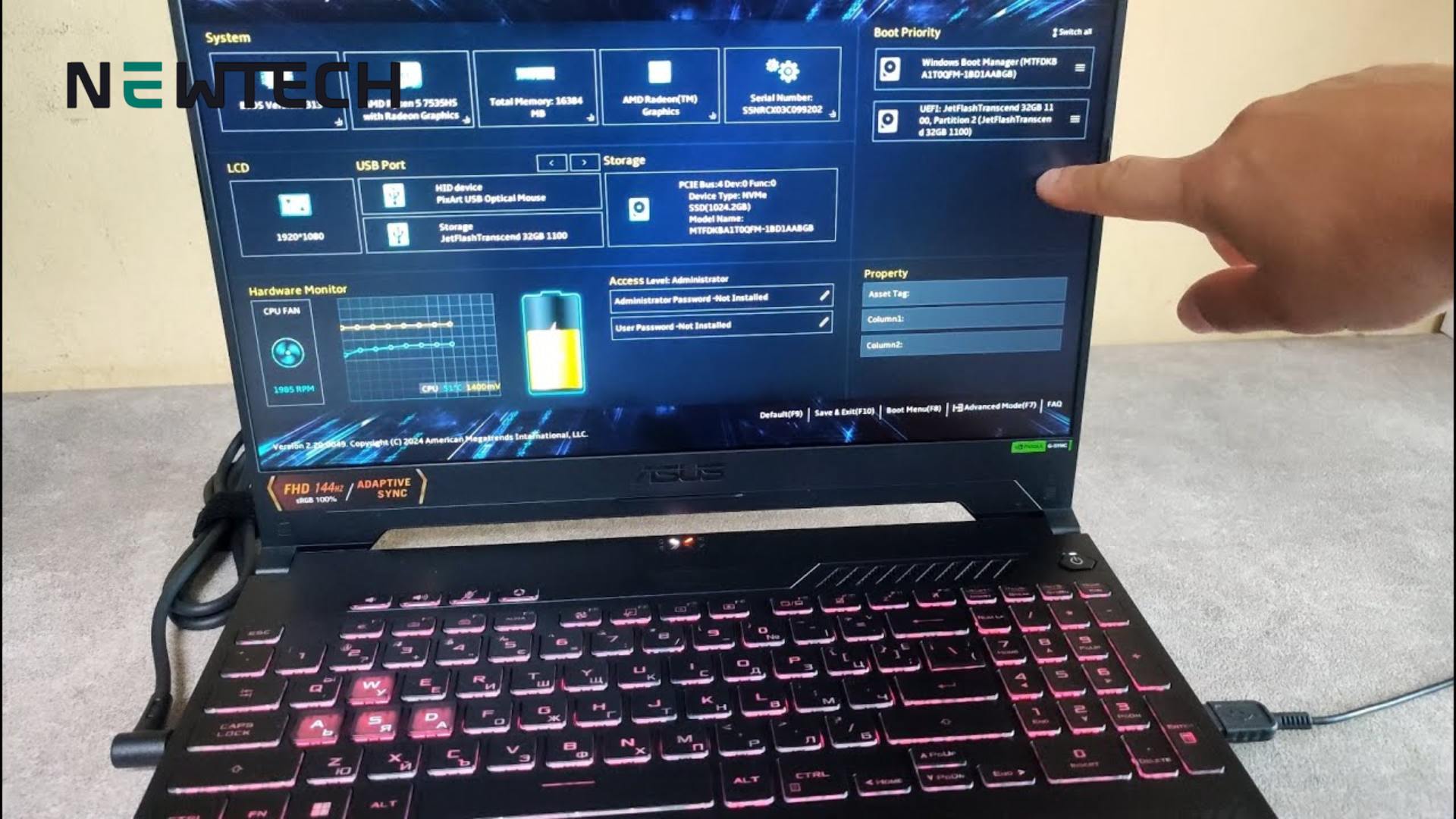 Cách vào BIOS Asus TUF Gaming F15