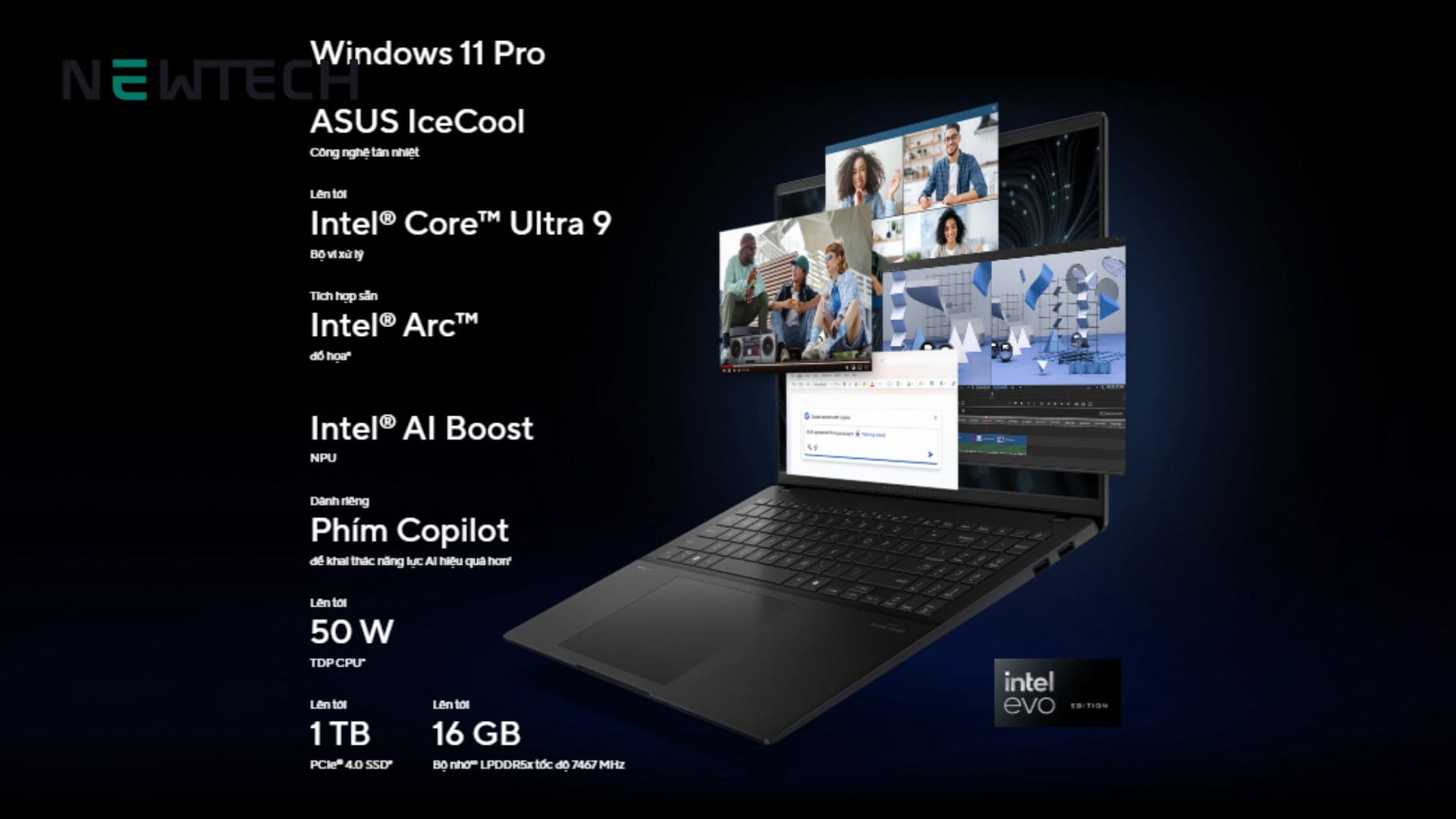Chip AMD Ryzen AI trên ASUS Vivobook S14/S16 với NPU 50 TOPS