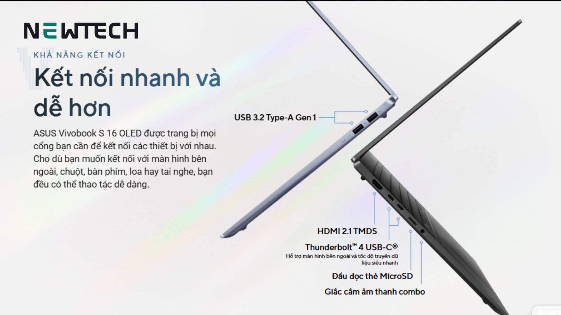 Các cổng kết nối trên ASUS Vivobook S14/S16