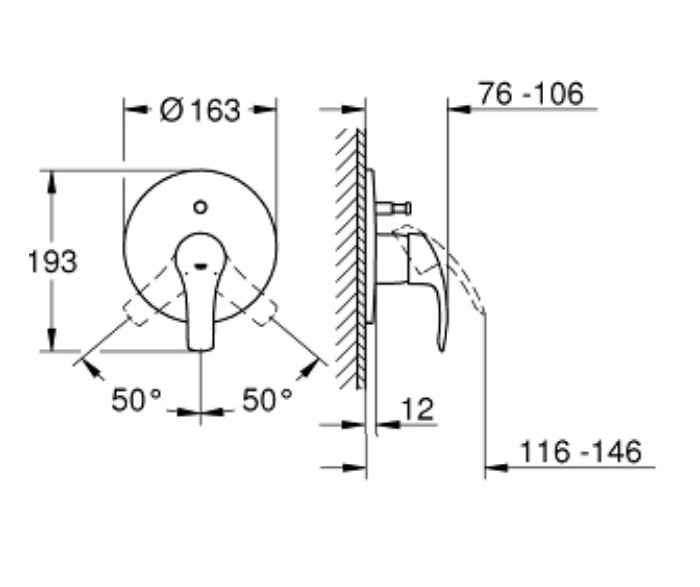 Bộ điều khiển sen âm tường Eurosmart GROHE 19450002