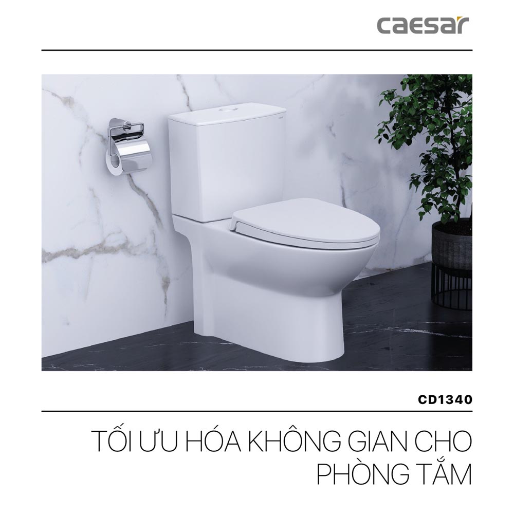 Bồn cầu 2 khối nắp điện tử Caesar CD1340 + TAF400H