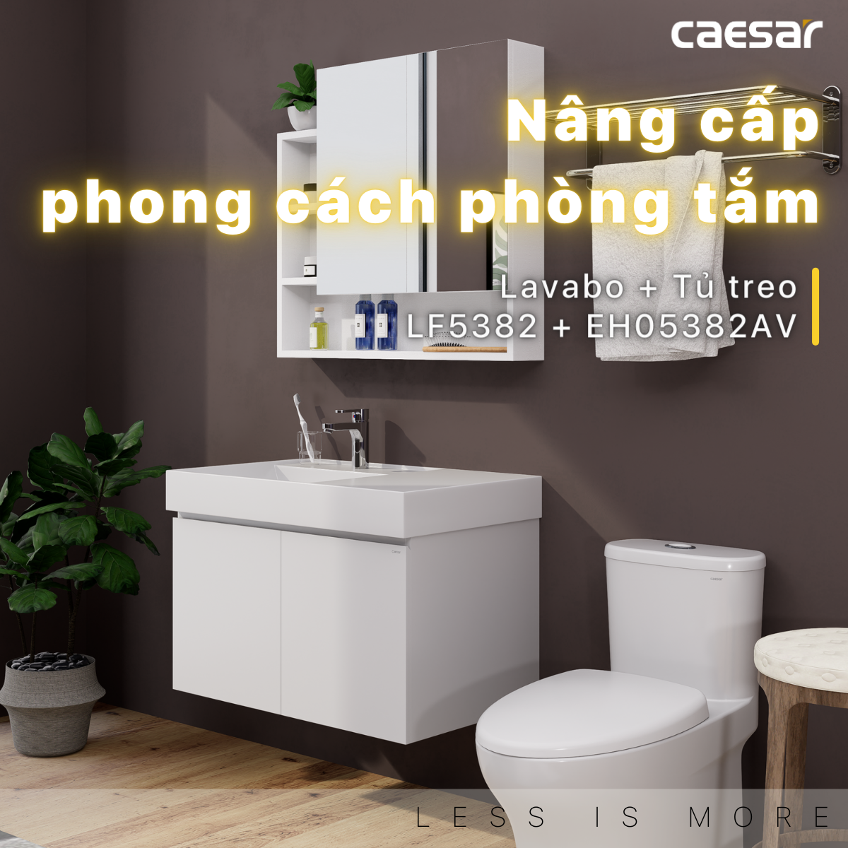 Tủ lavabo liền bàn Caesar LF5382+EH05382AV/ EH05382DWV