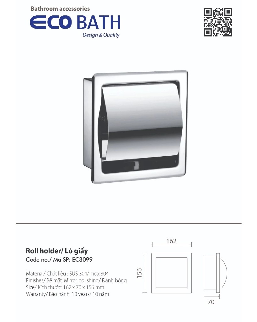 Lô giấy âm tường EcoBath EC3099