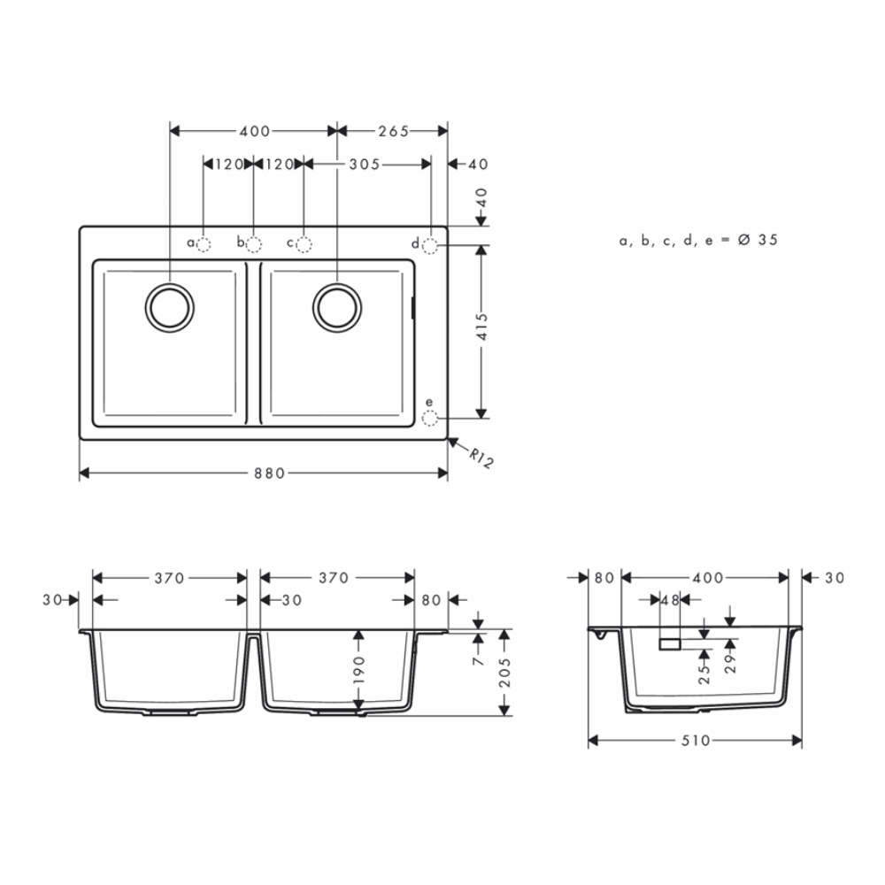 Chậu rửa chén Hansgrohe 43454807 1 hố thép không gỉ S43