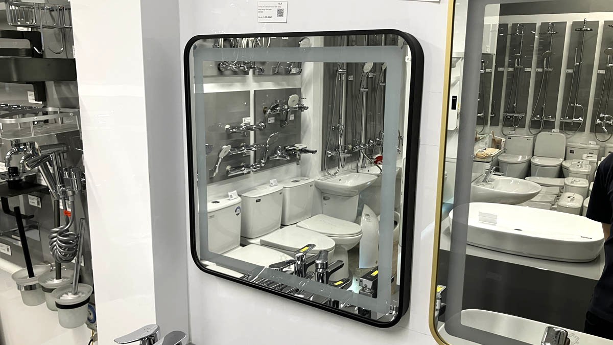 Gương led vuông 60x60cm GLS ánh sáng trong khung viền nhôm