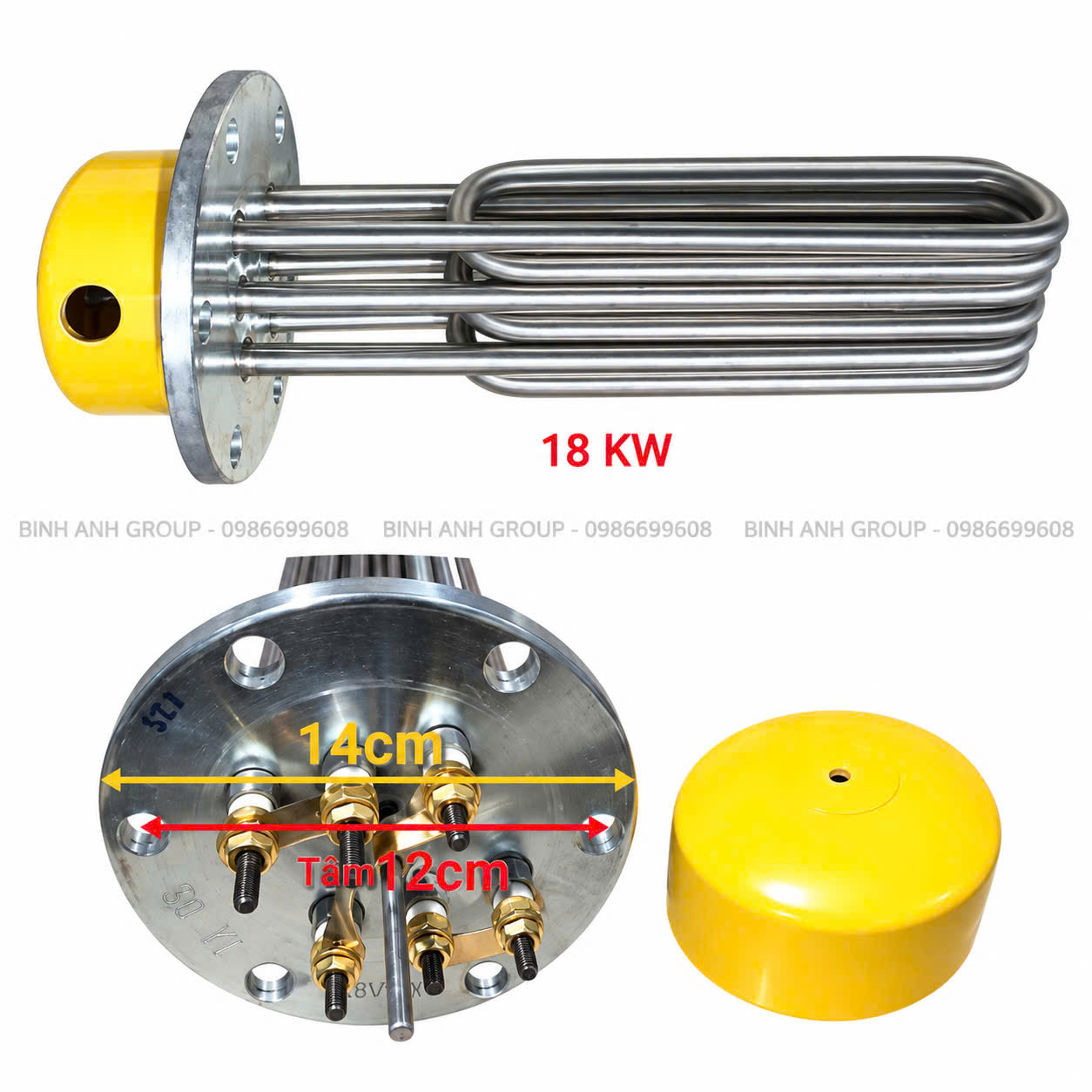 Sợi đốt nồi hơi bàn là công nghiệp ( mai so nhiệt nồi hơi) 380V 9kw,12kw, 18kw và 24kw( loại 6 lỗ)