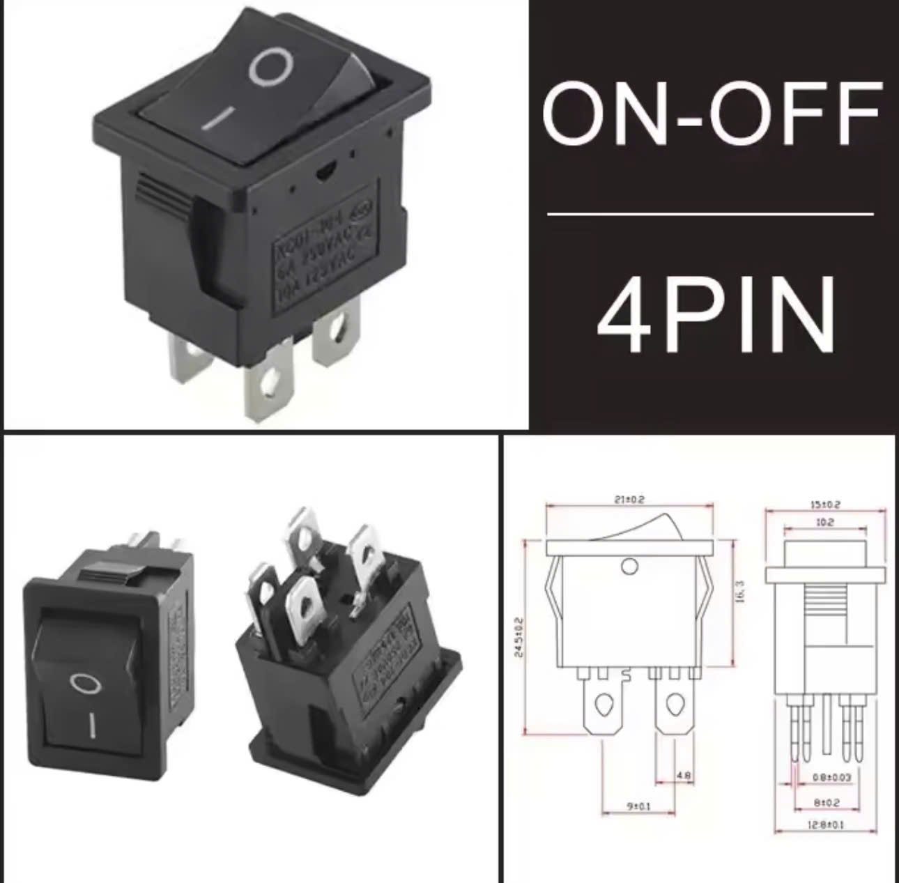 Công tắc KCD4 màu đen 16A/20A