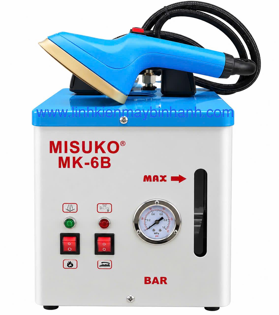 Bàn ủi, là hơi dạng đứng Misuko MK-6B chuyên là rèm và Veston .