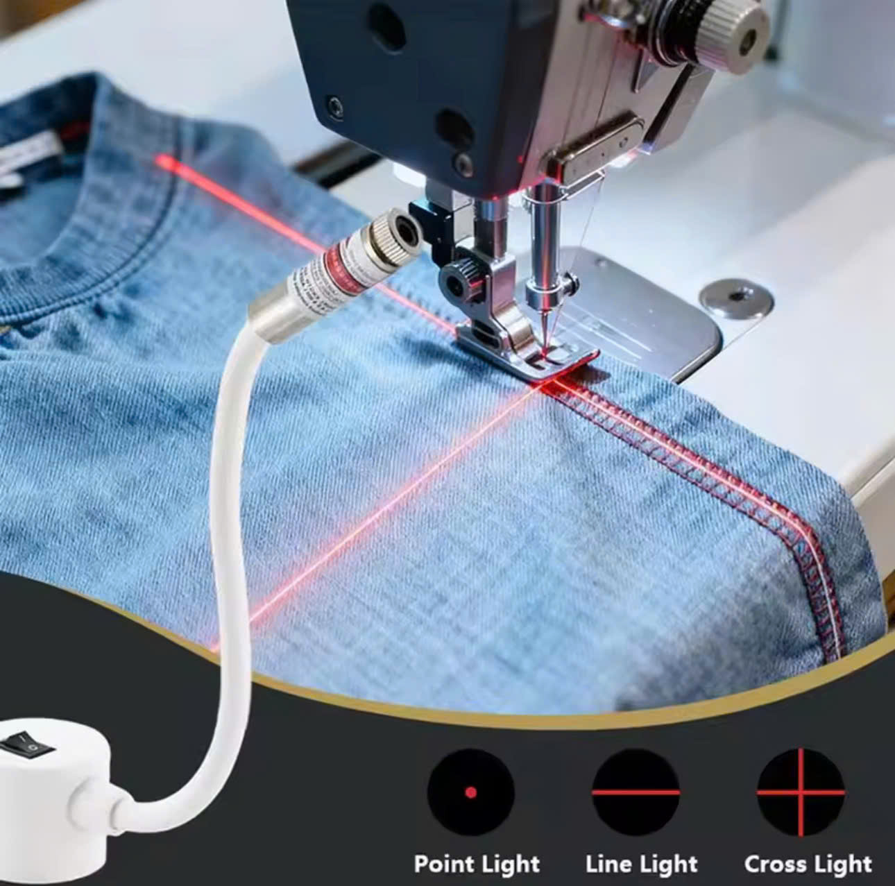 Đèn cần laser lấy dấu vải dấu cộng, trừ, chấm tròn