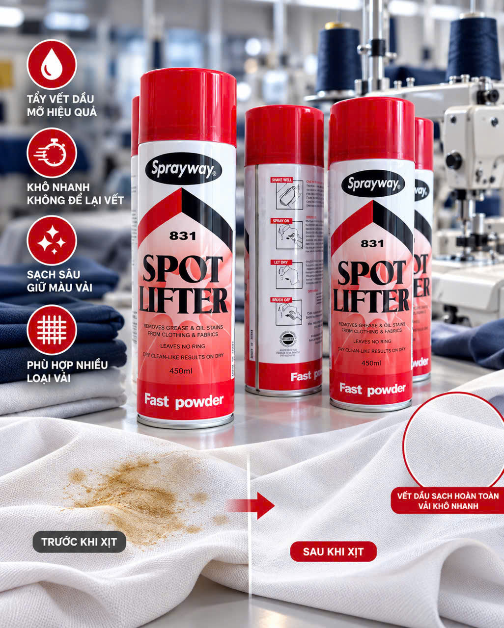 Bình xịt tẩy dầu trên vải Sprayway 831