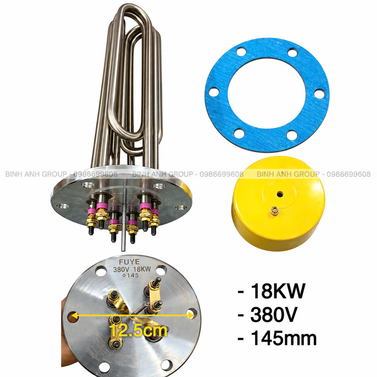 Sợi đốt nồi hơi bàn là công nghiệp ( mai so nhiệt nồi hơi) 380V 9kw,12kw, 18kw và 24kw( loại 6 lỗ)