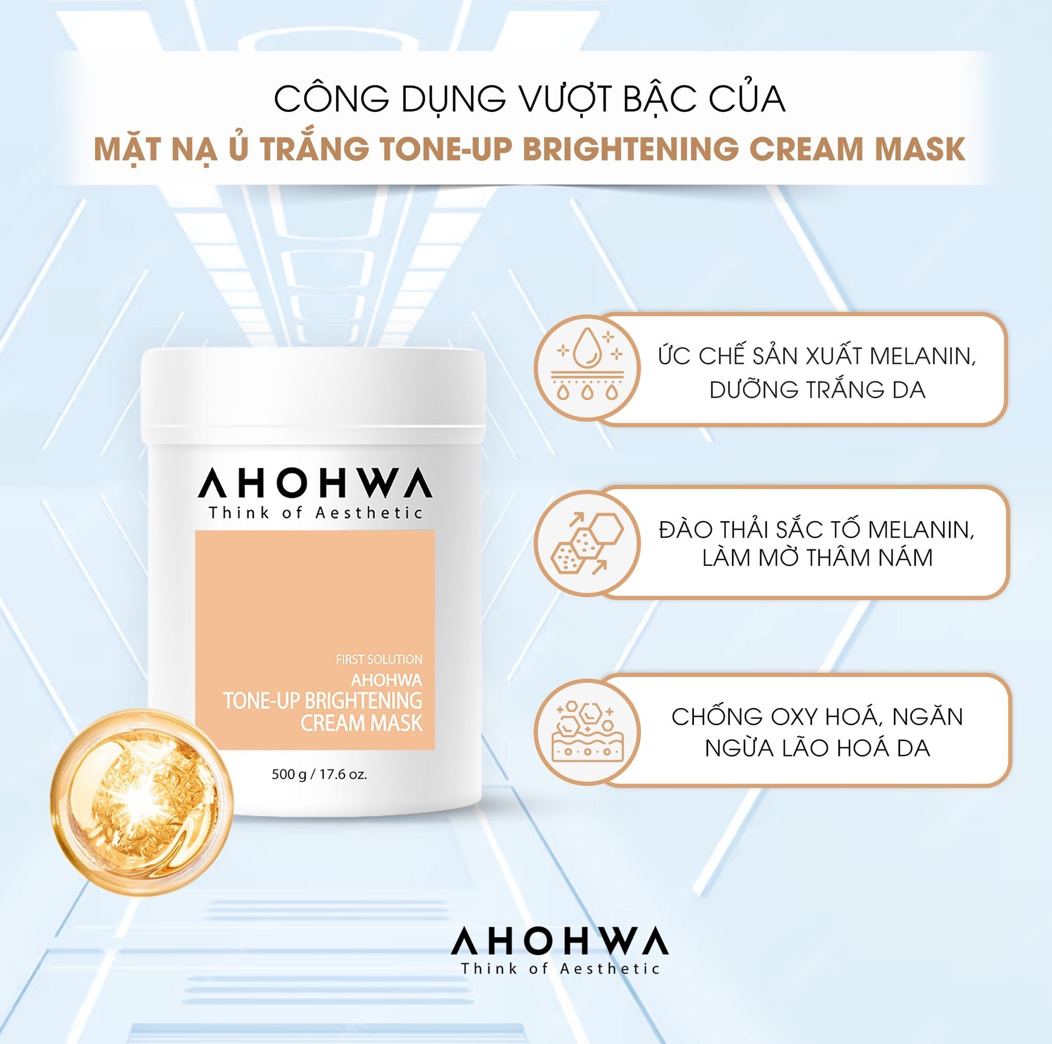AHOHWA Tone-Up Brightening Cream Mask ( Mặt Nạ Ủ Trắng ) 500G