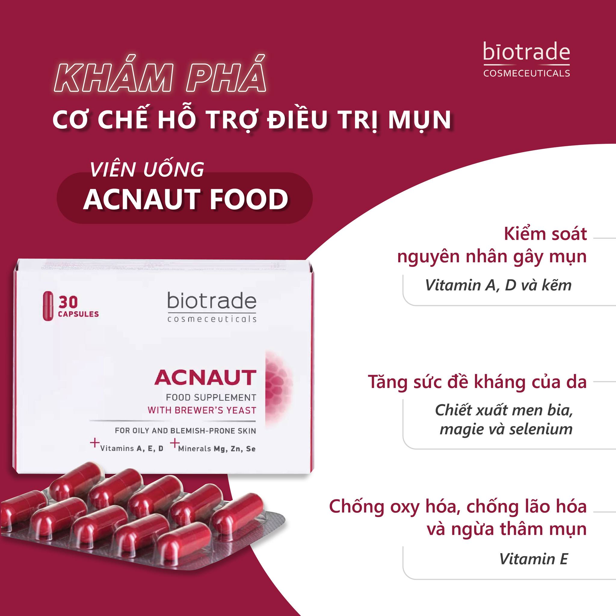 Biotrade Viên Uống Acnaut Điều Trị Mụn 30 Viên (Cty)