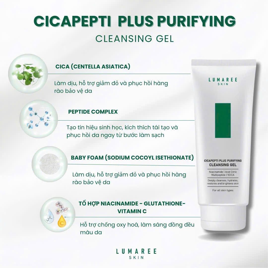 Lumaree Cicapepti Plus Purifying Cleansing Gel Rửa Mặt 50ml (CTY)