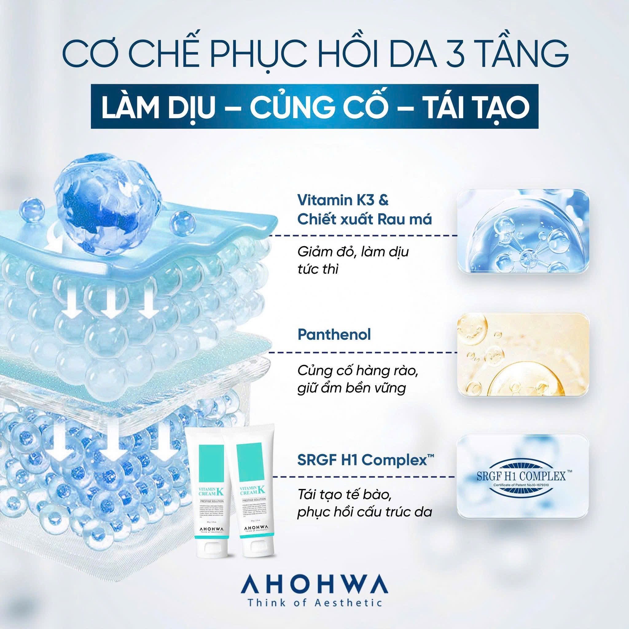 (Tuýp Mini) AHOHWA Kem Dưỡng Vitamin K 12G-Xanh Biển (Cty)