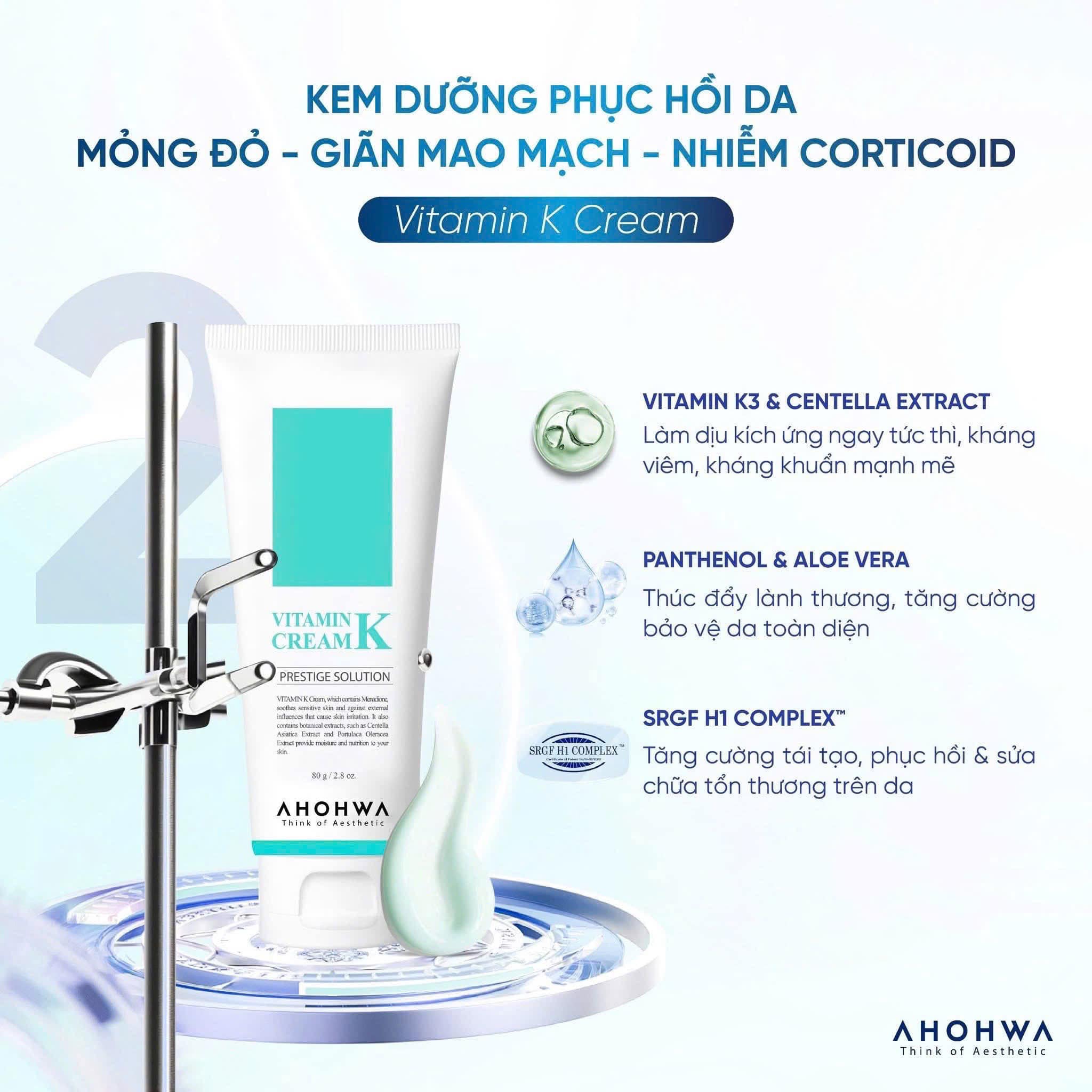 (Tuýp Mini) AHOHWA Kem Dưỡng Vitamin K 12G-Xanh Biển (Cty)