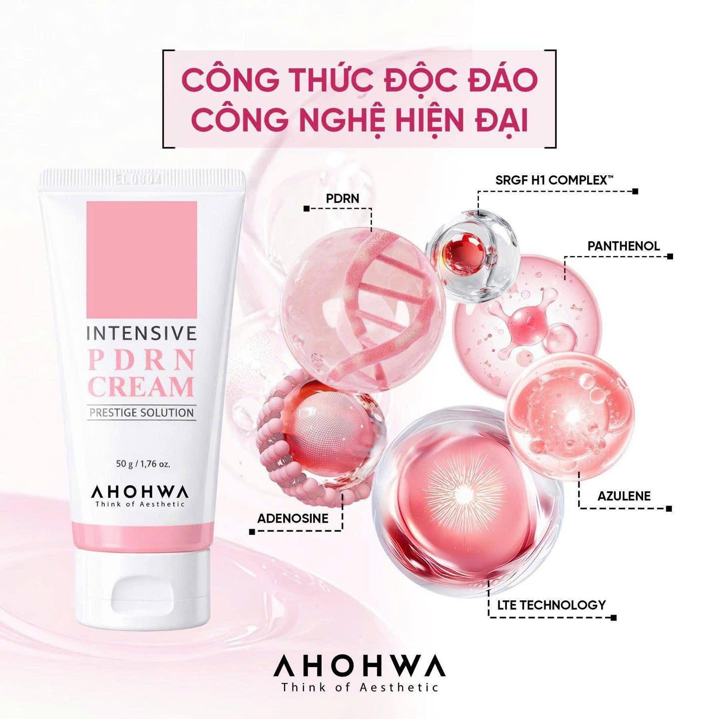 Ahohwa Kem dưỡng Prestige Solution Intensive PDRN 50g - Hồng (CTY)