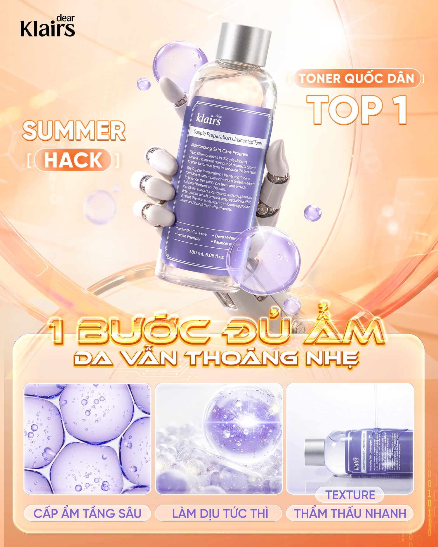 Klairs Nước Hoa Hồng Không Mùi 180Ml (Cty)