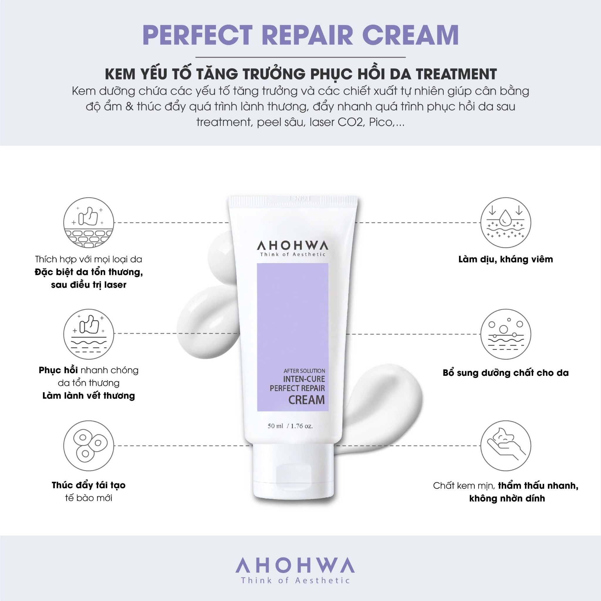 Ahohwa | Cream Inten-Cure Perfect Repain Kem Dưỡng Siêu Phục Hồi Da mini 12g - Tím (CTY)