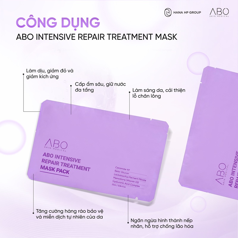 (Mẫu mới)  Mặt nạ ABO Intensive Repair Treatment (Cty) - Miếng Lẻ
