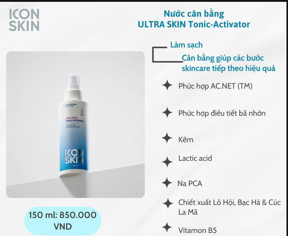 Icon Skin Nước Cân Bằng Ultra Skin Tonic-Activator 150Ml (Cty)