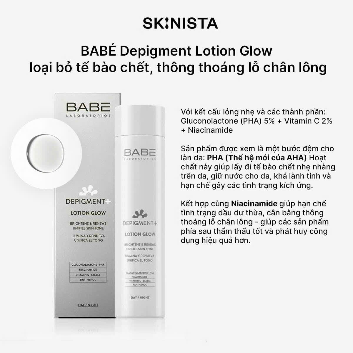 Babe Lotion Depigment + Lotion Glow Dưỡng Ẩm Sáng Da 150Ml (Cty)
