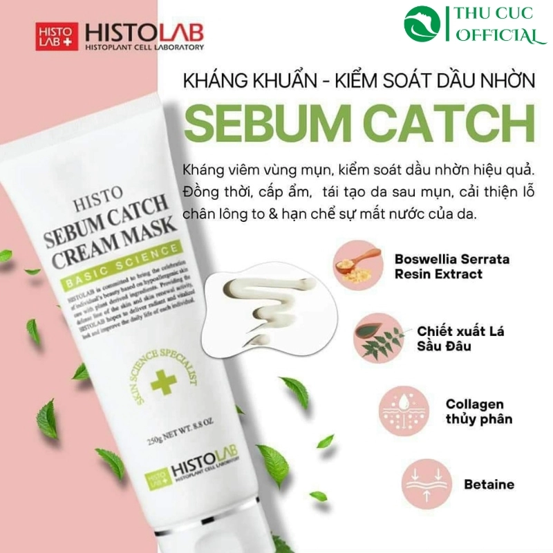 Histolab Mặt Nạ Kem Sebum Catch Cream Điều Trị Mụn 250G - Xanh Lá (Cty)