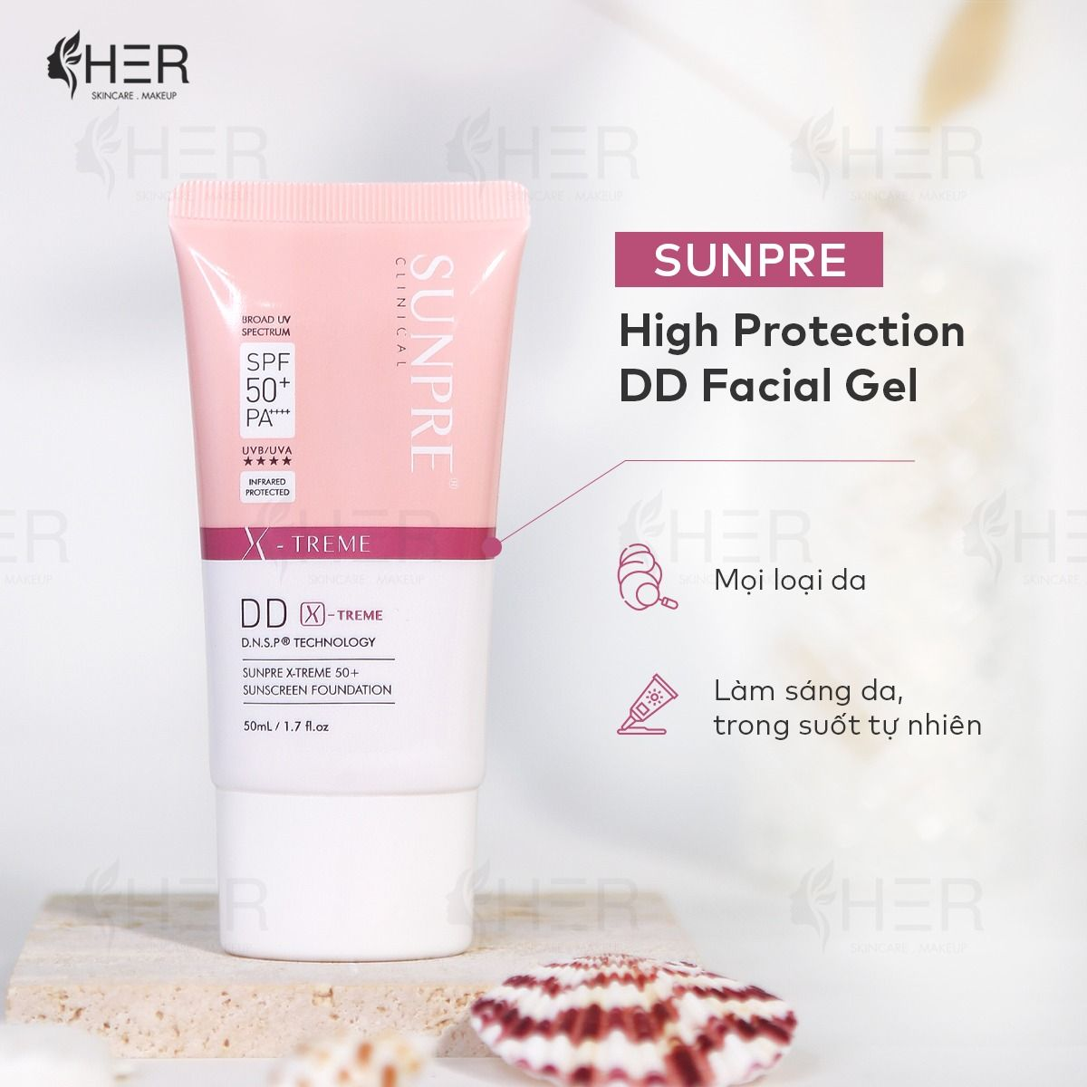 Mona Kcn Frema Sunpre Dd X-Treme Hồng Spf 50+ 50Ml (Cty)