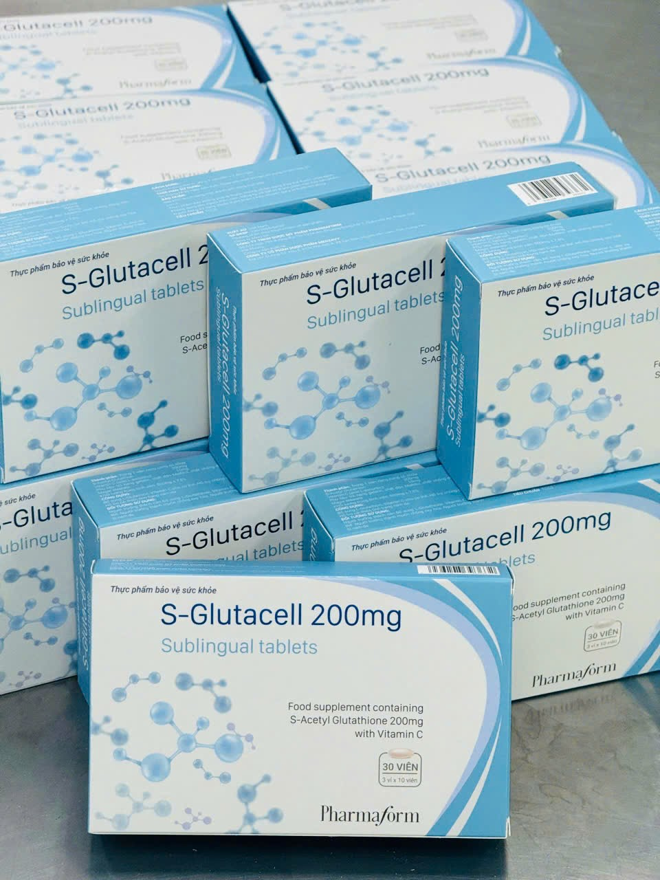 Pharmaform S-Glutacell Viên Ngậm Trắng Da 200Mg (Cty)