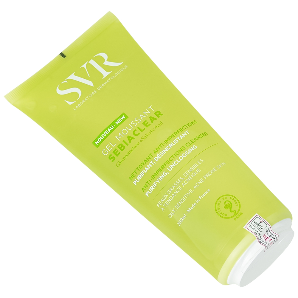 Svr Gel Moussant Sebiaclear Gel Rửa Mặt Xanh Lá, Da Dầu 200Ml (Cty)