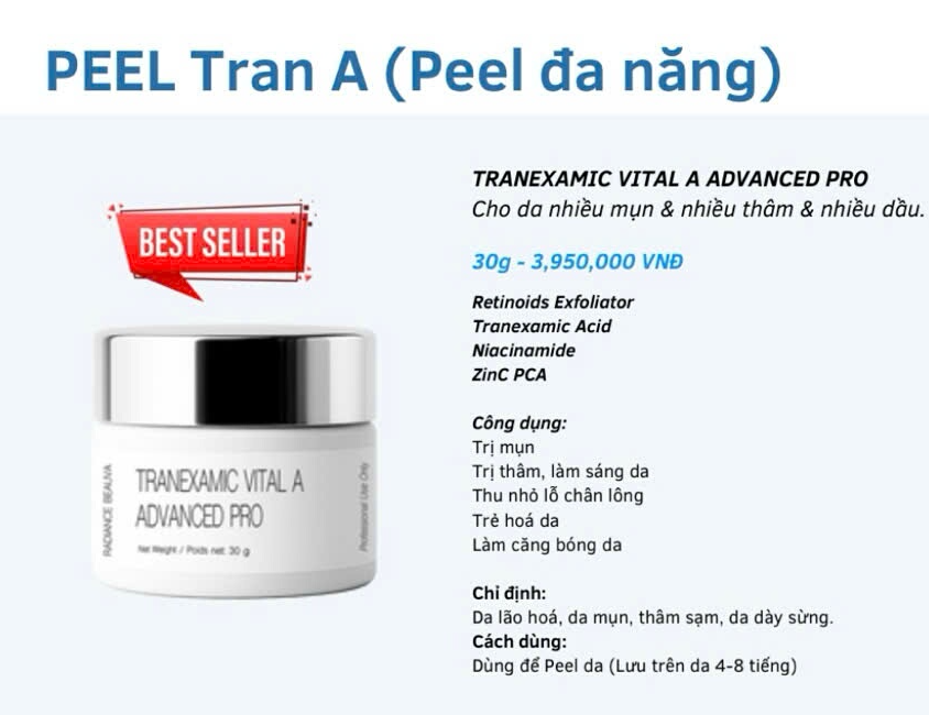 RADIANCE BEAUVA Tranexamic Vital A Advanced Pro Peel đa năng 30g (CTY)