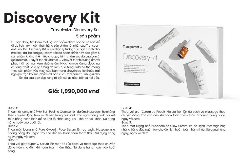 Transparent Discovery Kit Travel-size Set 5 sản phẩm