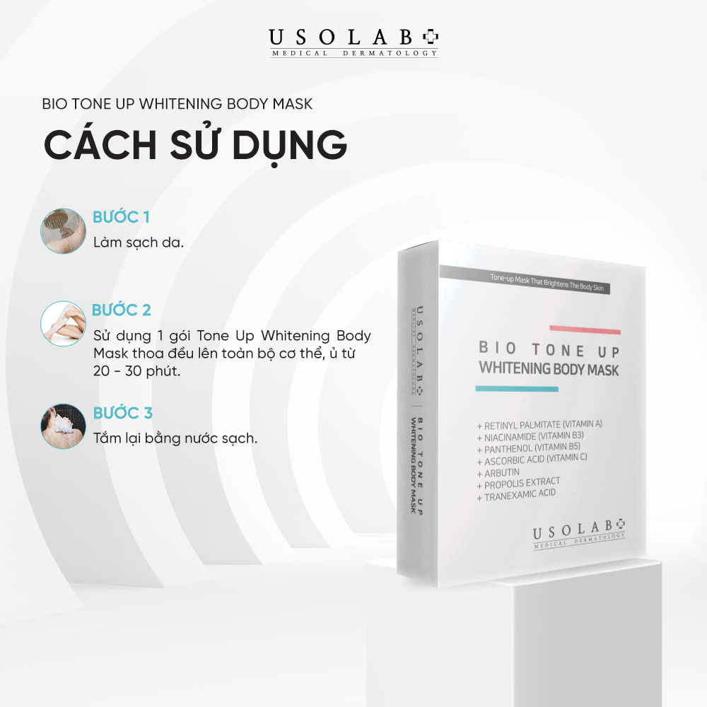 Usolab Mặt Nạ Ủ Trắng Bio Tone Up Whitening Body Hộp 5 Miếng - Hộp