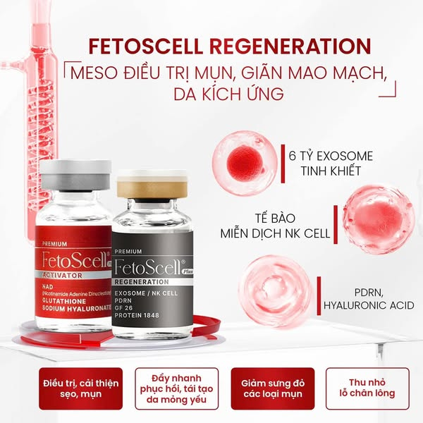 Fetoscell Regeneration Hộp 2 Lọ F03+F05 Phục Hồi Da, Mụn Kích Ứng (Cty)