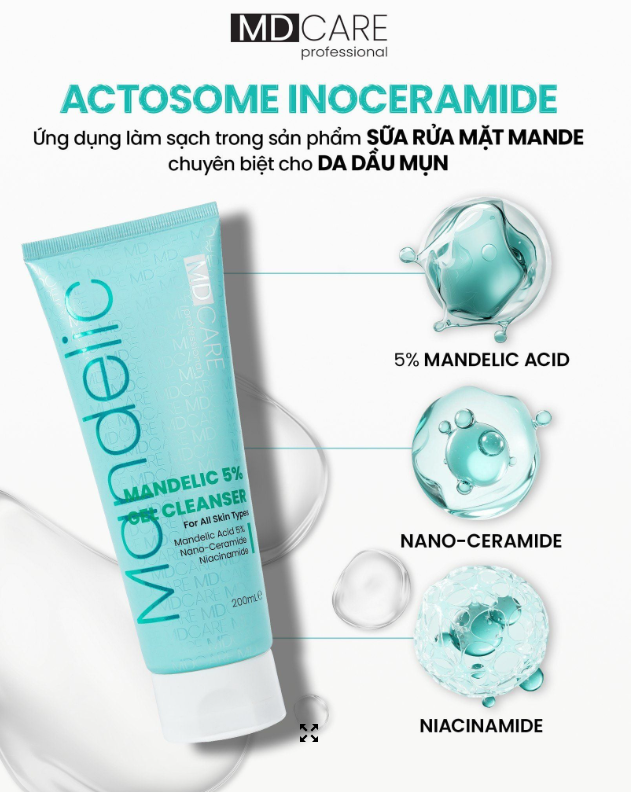 Md Care Srm Mandelic 5% Cleanser Bảo Vệ Da Khô, Lão Hóa 200Ml-Xanh Ngọc (Cty)