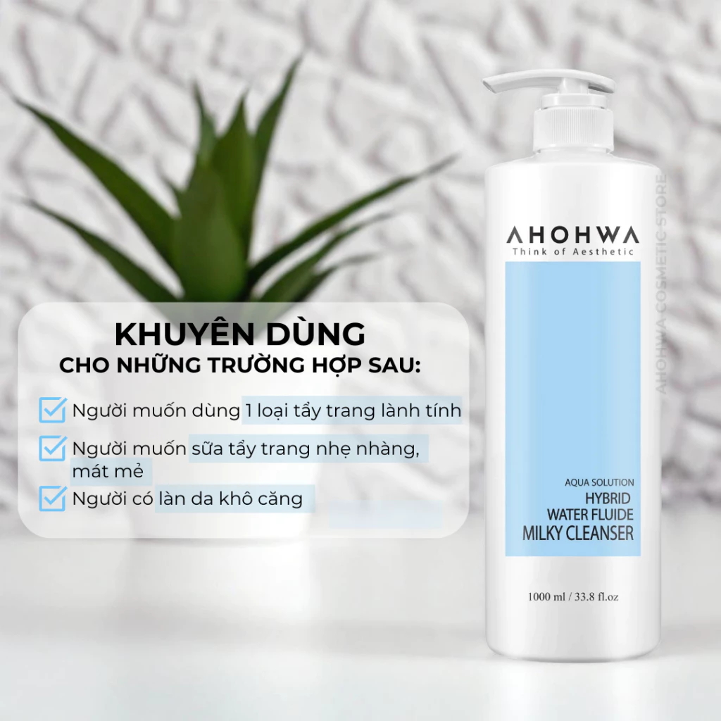 Ahohwa Hybrid Water Milky Cleanser Sữa Tẩy Trang 3In1 Cho Mọi Loại Da 1000Ml (Cty)
